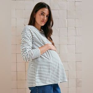 Vertbaudet Maternity & Nursing Striped Long Sleeve Shirt